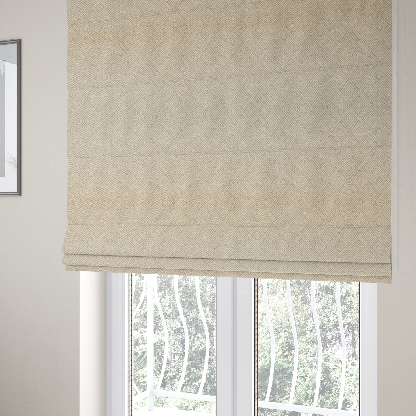 Manali Geometric Pattern Chenille Material In White Silver Colour Upholstery Fabric CTR-1112 - Roman Blinds