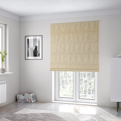 Manali Geometric Pattern Chenille Material In White Silver Colour Upholstery Fabric CTR-1112 - Roman Blinds