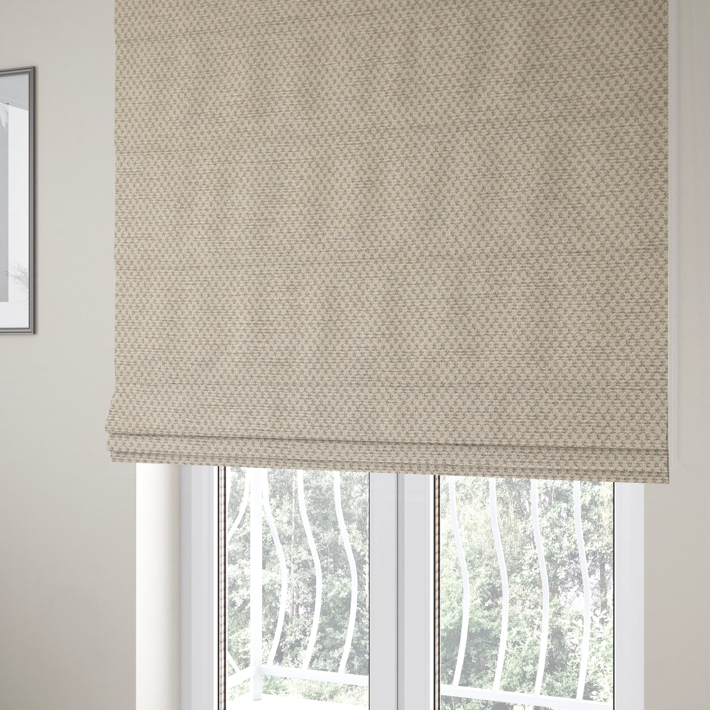 Surat Plain Textured Chenille Material In White Silver Colour Upholstery Fabric CTR-1113 - Roman Blinds