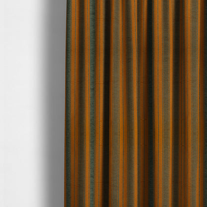 Bangalore Striped Pattern Chenille Material In Grey Orange Colour Upholstery Fabric CTR-1117 - Made To Measure Curtains