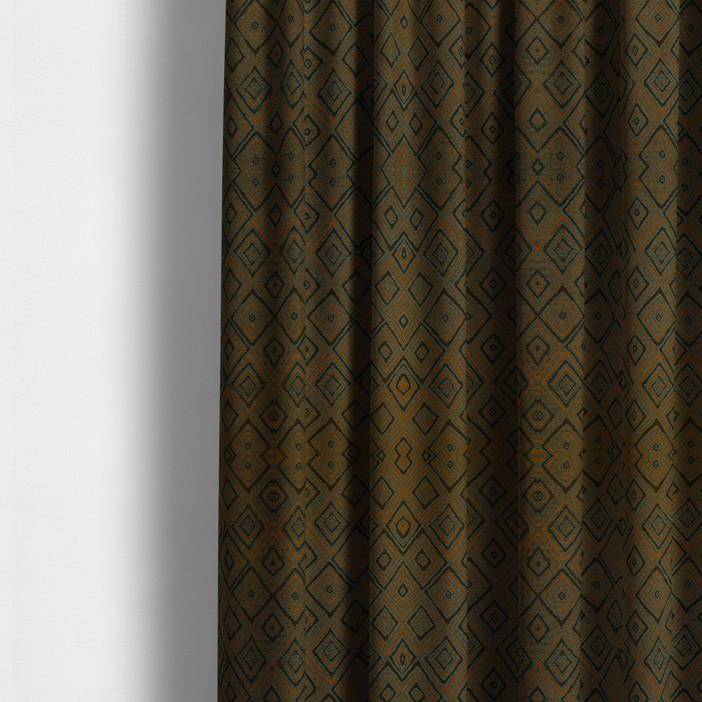 Manali Geometric Pattern Chenille Material In Grey Orange Colour Upholstery Fabric CTR-1118 - Made To Measure Curtains