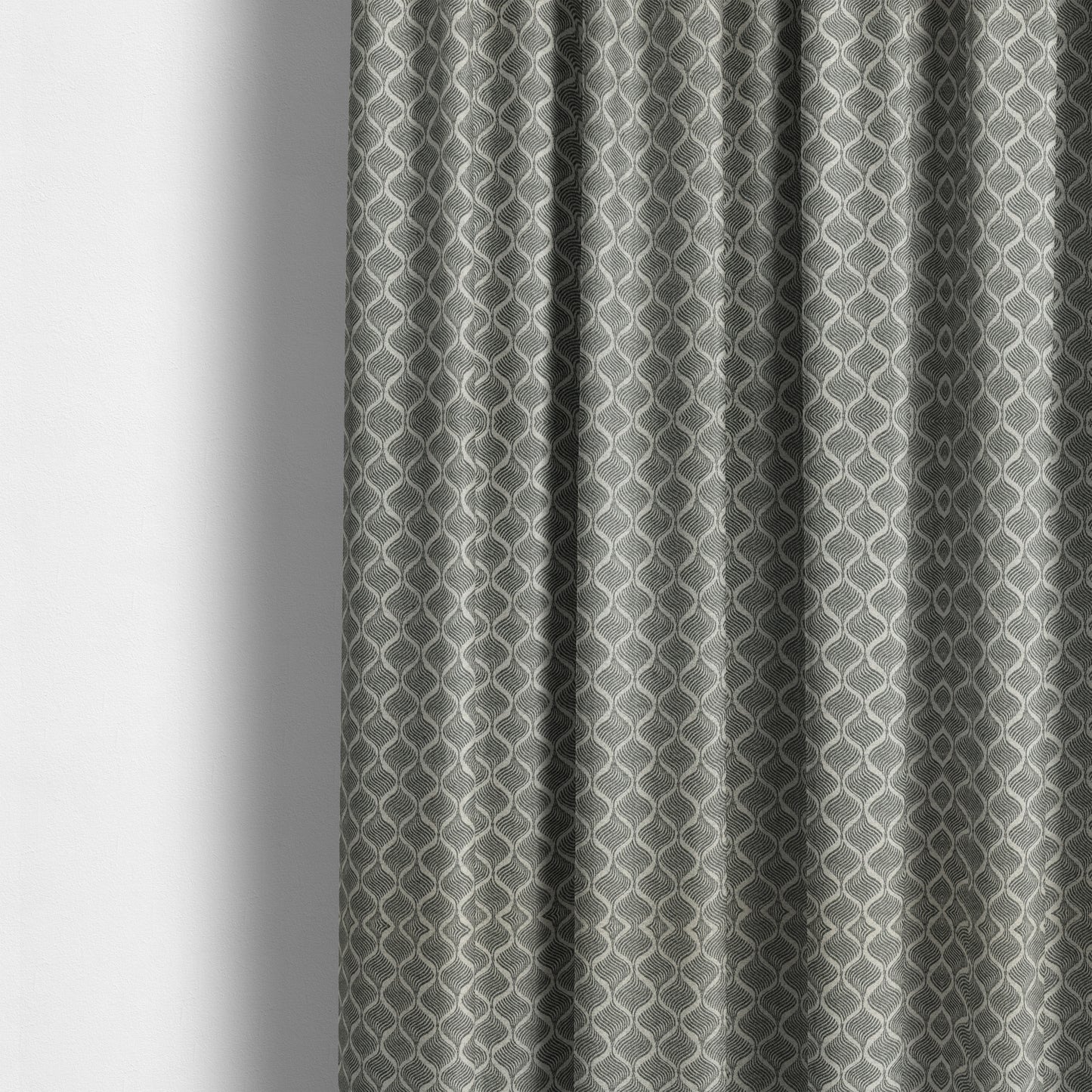 Elemental Collection Small Motif Pattern Soft Wool Textured Grey White Colour Upholstery Fabric CTR-112 - Made To Measure Curtains