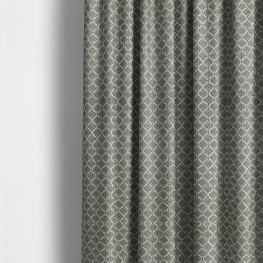 Elemental Collection Small Motif Pattern Soft Wool Textured Grey White Colour Upholstery Fabric CTR-112 - Made To Measure Curtains