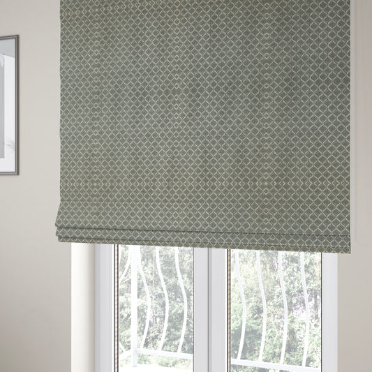 Elemental Collection Small Motif Pattern Soft Wool Textured Grey White Colour Upholstery Fabric CTR-112 - Roman Blinds