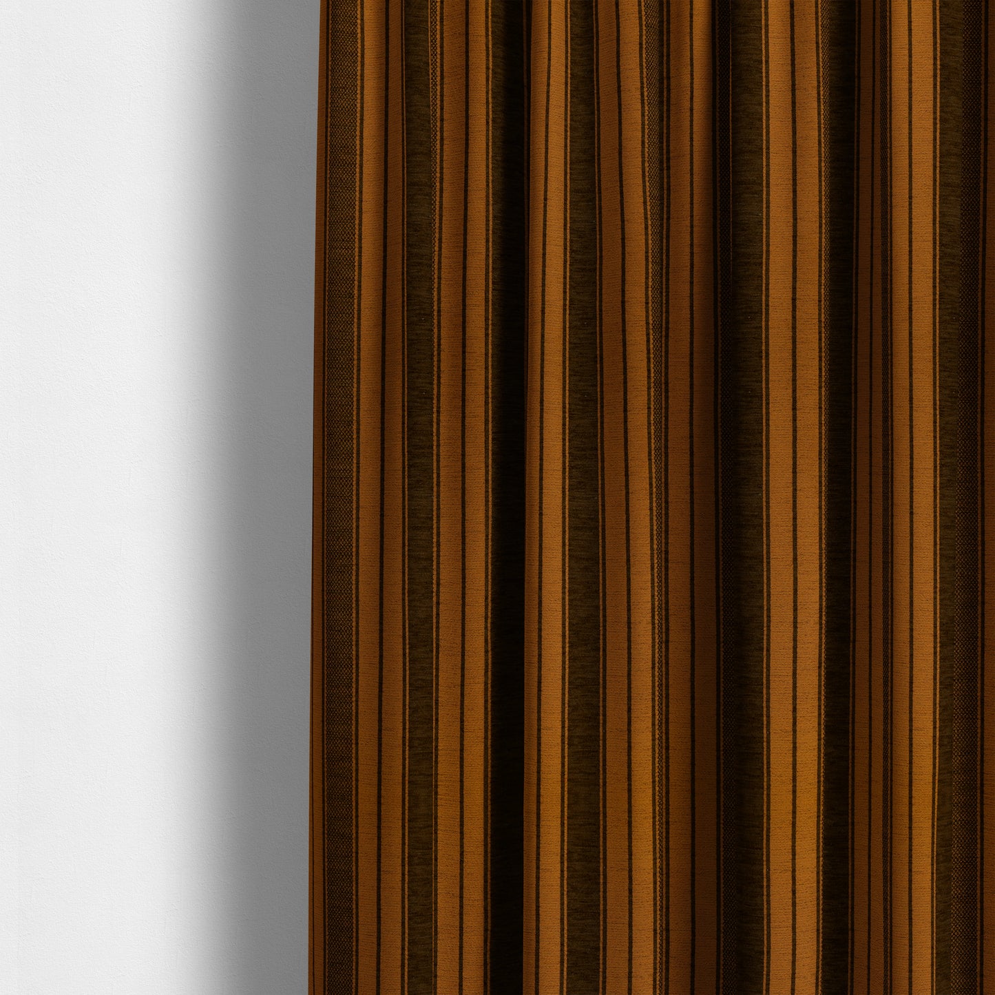 Bangalore Striped Pattern Chenille Material In Brown Orange Colour Upholstery Fabric CTR-1120 - Made To Measure Curtains