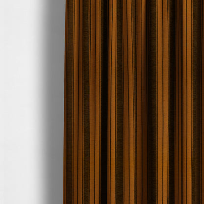 Bangalore Striped Pattern Chenille Material In Brown Orange Colour Upholstery Fabric CTR-1120 - Made To Measure Curtains