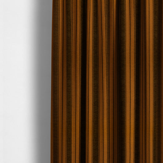 Bangalore Striped Pattern Chenille Material In Brown Orange Colour Upholstery Fabric CTR-1120 - Made To Measure Curtains