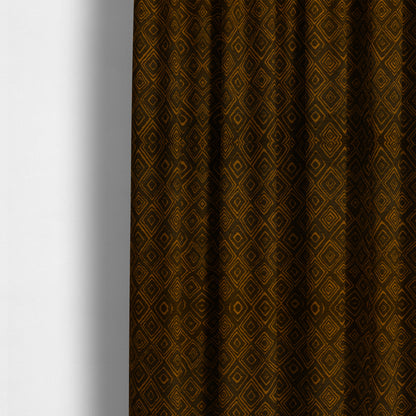 Manali Geometric Pattern Chenille Material In Brown Colour Upholstery Fabric CTR-1121 - Made To Measure Curtains