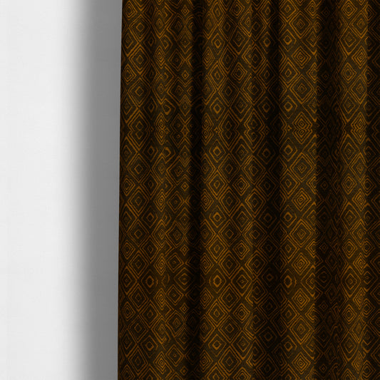 Manali Geometric Pattern Chenille Material In Brown Colour Upholstery Fabric CTR-1121 - Made To Measure Curtains