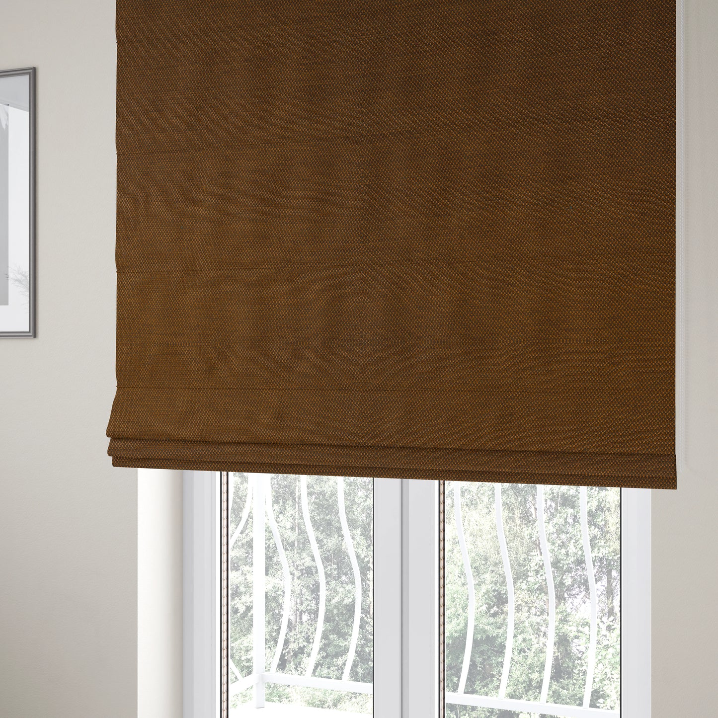 Surat Plain Textured Chenille Material In Brown Orange Colour Upholstery Fabric CTR-1122 - Roman Blinds