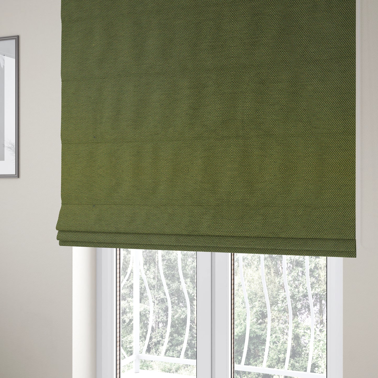 Surat Plain Textured Chenille Material In Green Colour Upholstery Fabric CTR-1125 - Roman Blinds