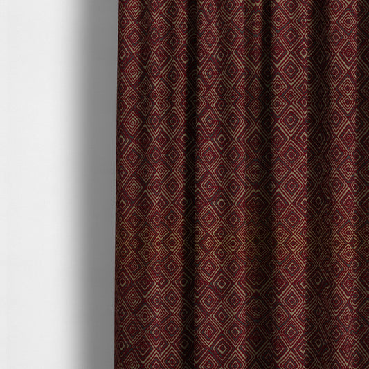 Manali Geometric Pattern Chenille Material In Purple Colour Upholstery Fabric CTR-1127 - Made To Measure Curtains