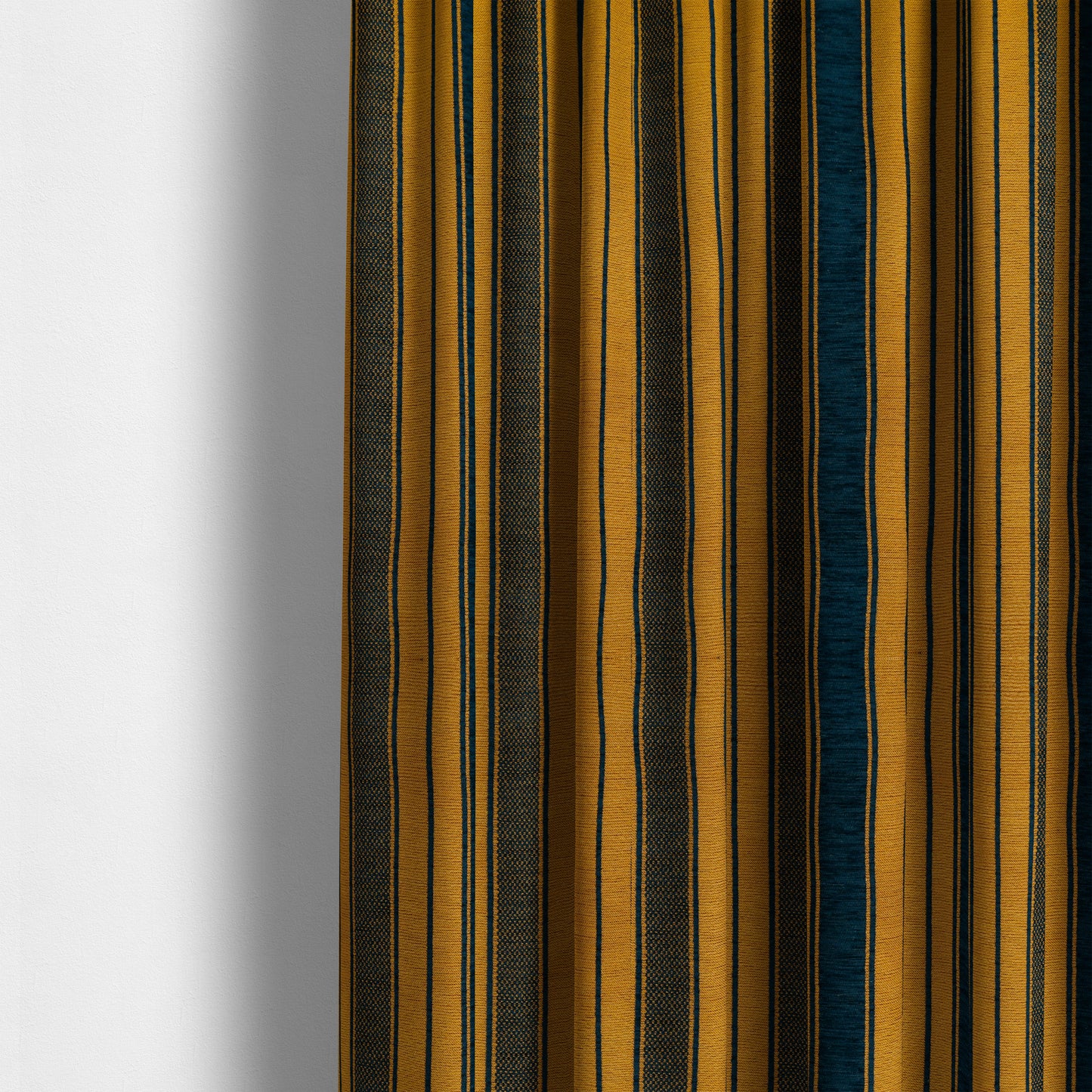 Bangalore Striped Pattern Chenille Material In Blue Orange Colour Upholstery Fabric CTR-1129 - Made To Measure Curtains