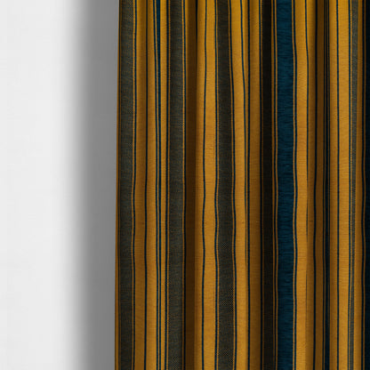 Bangalore Striped Pattern Chenille Material In Blue Orange Colour Upholstery Fabric CTR-1129 - Made To Measure Curtains