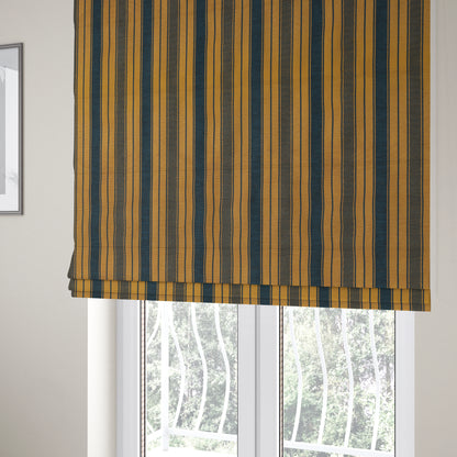 Bangalore Striped Pattern Chenille Material In Blue Orange Colour Upholstery Fabric CTR-1129 - Roman Blinds