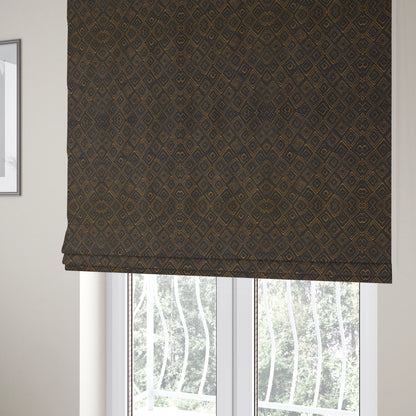 Manali Geometric Pattern Chenille Material In Blue Orange Colour Upholstery Fabric CTR-1130 - Roman Blinds