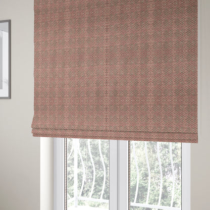 Java Printed Velvet Fabric Geometric Greek Key Inspired Pattern In Red Colour Upholstery Fabric CTR-1132 - Roman Blinds