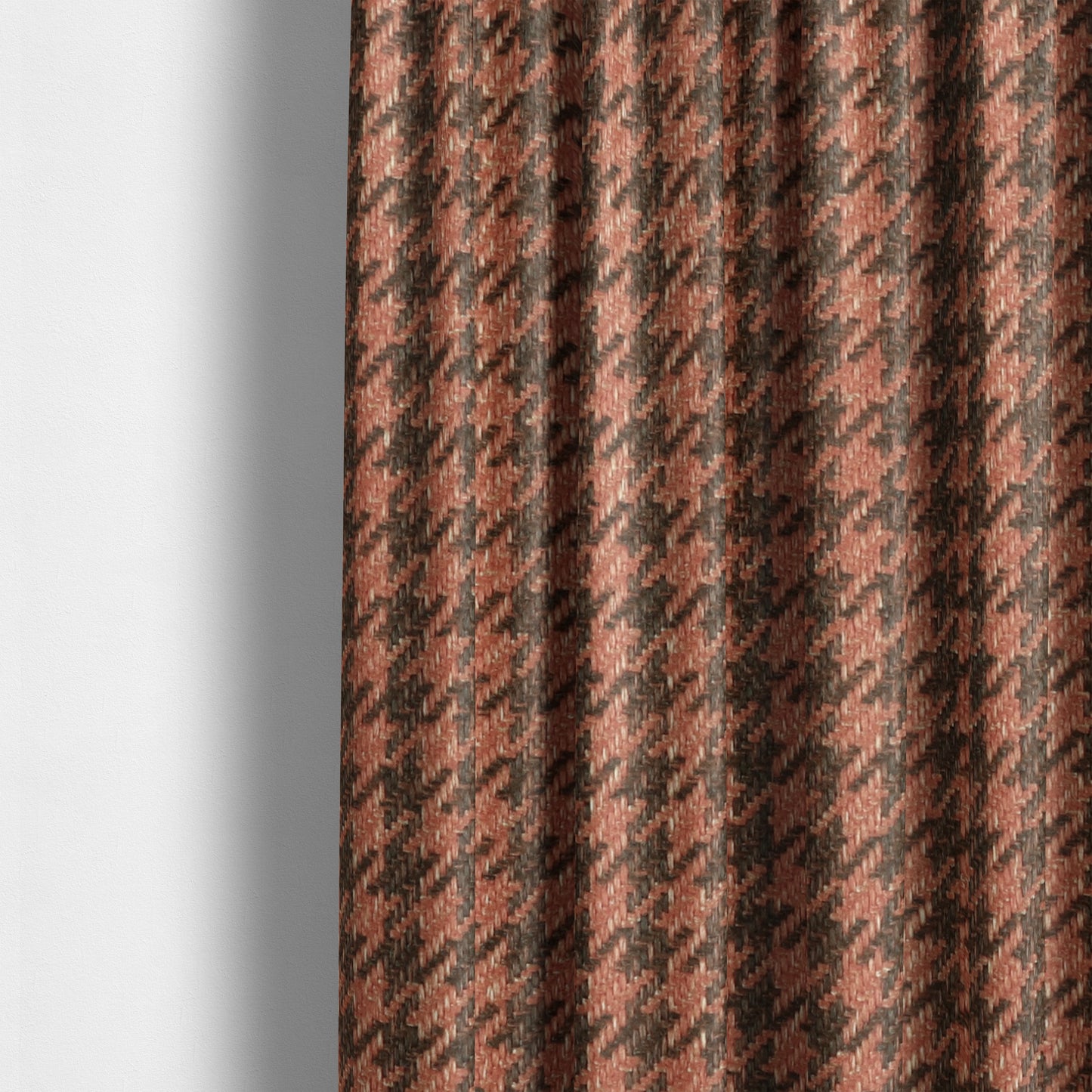 Berwick Houndstooth Pattern Jacquard Flat Weave Orange Colour Upholstery Furnishing Fabric CTR-1138 - Made To Measure Curtains