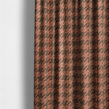 Berwick Houndstooth Pattern Jacquard Flat Weave Orange Colour Upholstery Furnishing Fabric CTR-1138 - Made To Measure Curtains