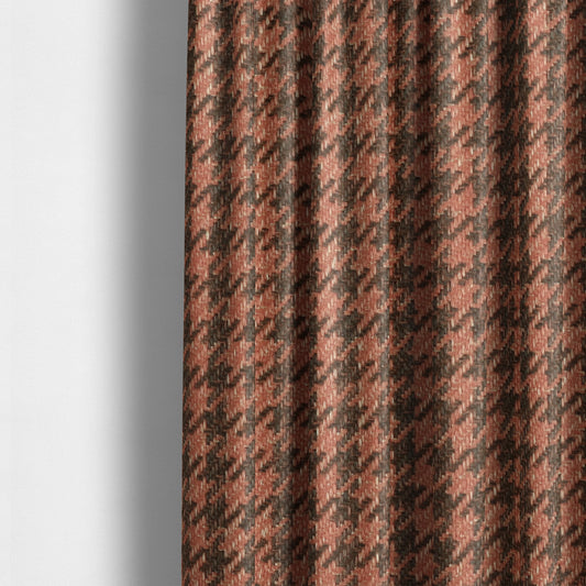 Berwick Houndstooth Pattern Jacquard Flat Weave Orange Colour Upholstery Furnishing Fabric CTR-1138 - Made To Measure Curtains