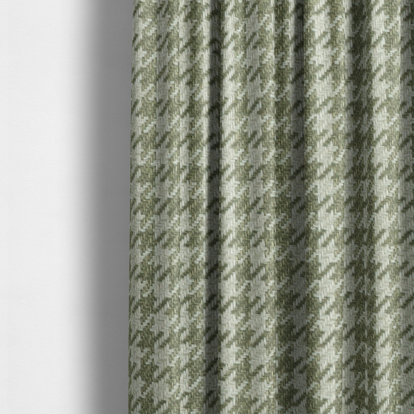 Berwick Houndstooth Pattern Jacquard Flat Weave Green Colour Upholstery Furnishing Fabric CTR-1140 - Made To Measure Curtains