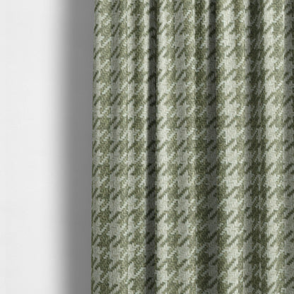 Berwick Houndstooth Pattern Jacquard Flat Weave Green Colour Upholstery Furnishing Fabric CTR-1140 - Made To Measure Curtains