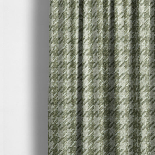 Berwick Houndstooth Pattern Jacquard Flat Weave Green Colour Upholstery Furnishing Fabric CTR-1140 - Made To Measure Curtains