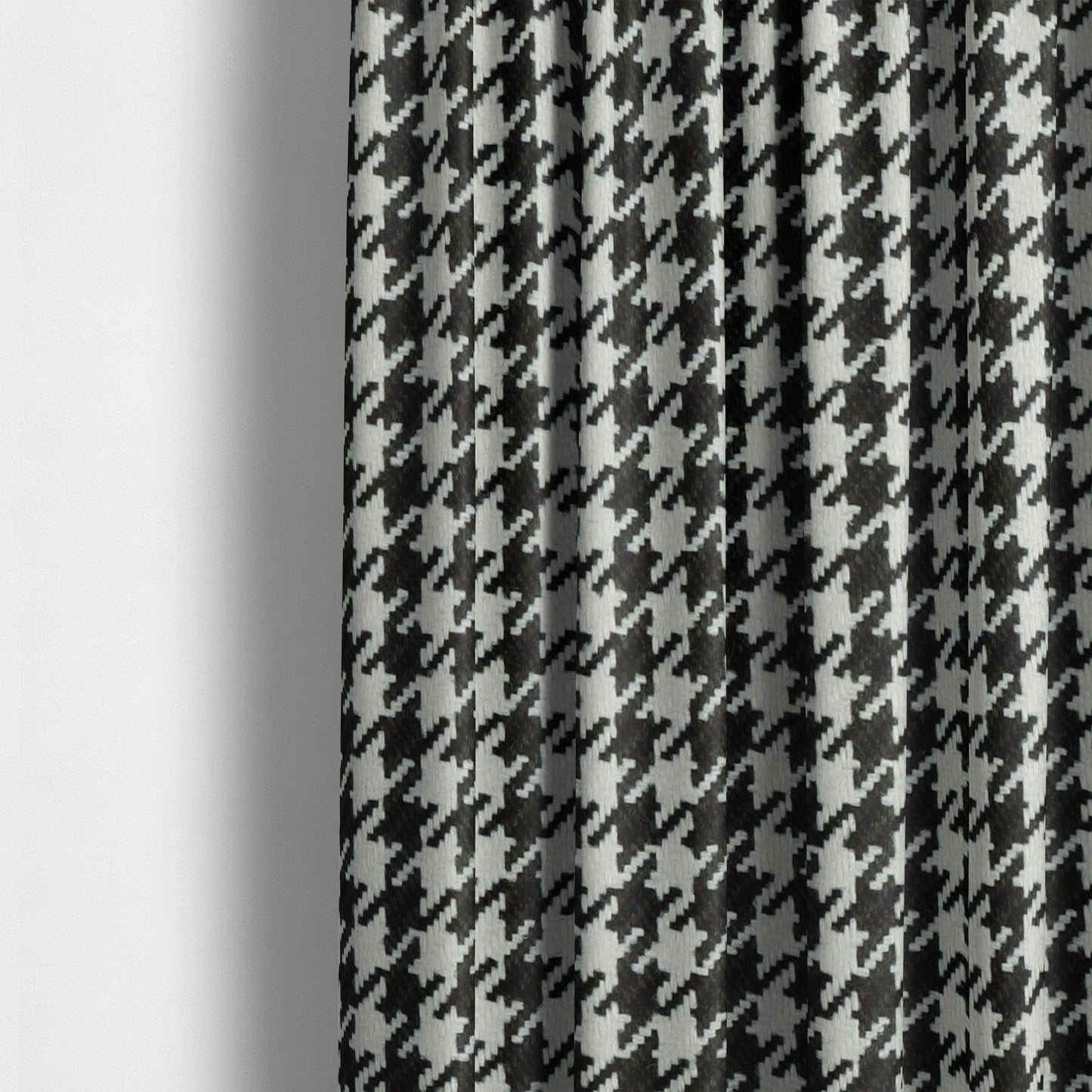 Berwick Houndstooth Pattern Jacquard Flat Weave Black Colour Upholstery Furnishing Fabric CTR-1142 - Made To Measure Curtains