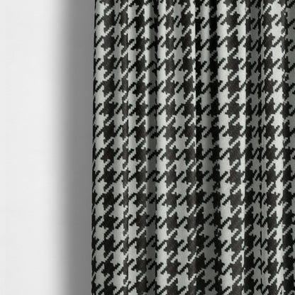 Berwick Houndstooth Pattern Jacquard Flat Weave Black Colour Upholstery Furnishing Fabric CTR-1142 - Made To Measure Curtains