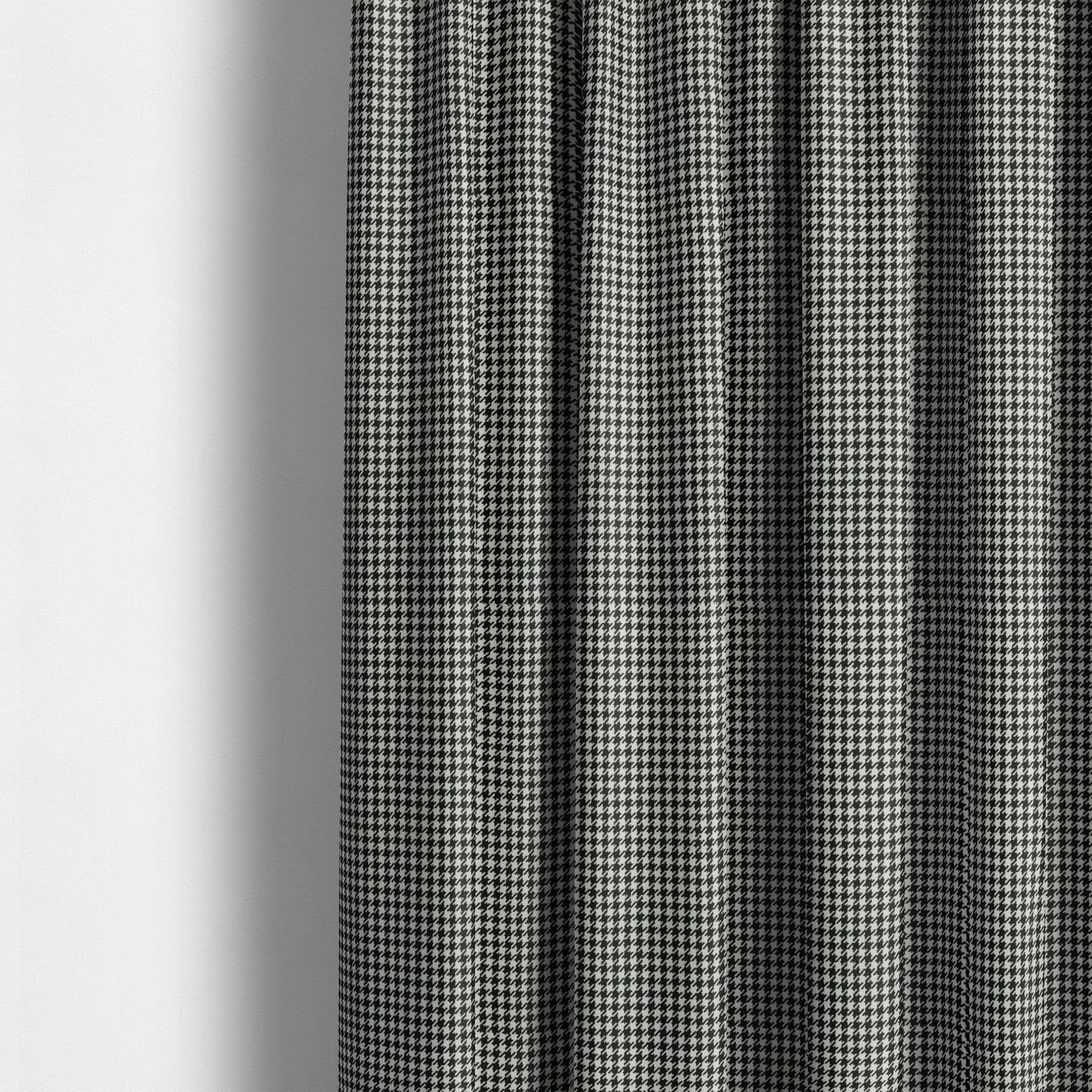 Berwick Houndstooth Pattern Jacquard Flat Weave Black Colour Upholstery Furnishing Fabric CTR-1142 - Made To Measure Curtains