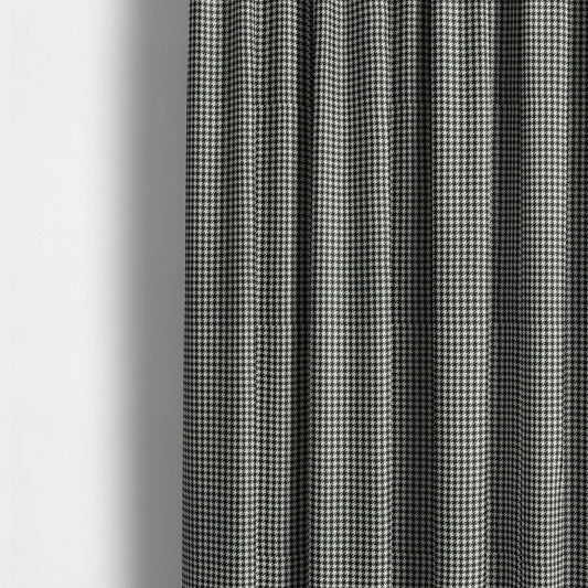 Berwick Houndstooth Pattern Jacquard Flat Weave Black Colour Upholstery Furnishing Fabric CTR-1142 - Made To Measure Curtains