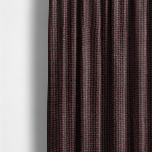 Berwick Houndstooth Pattern Jacquard Flat Weave Burgundy Colour Upholstery Furnishing Fabric CTR-1145 - Made To Measure Curtains