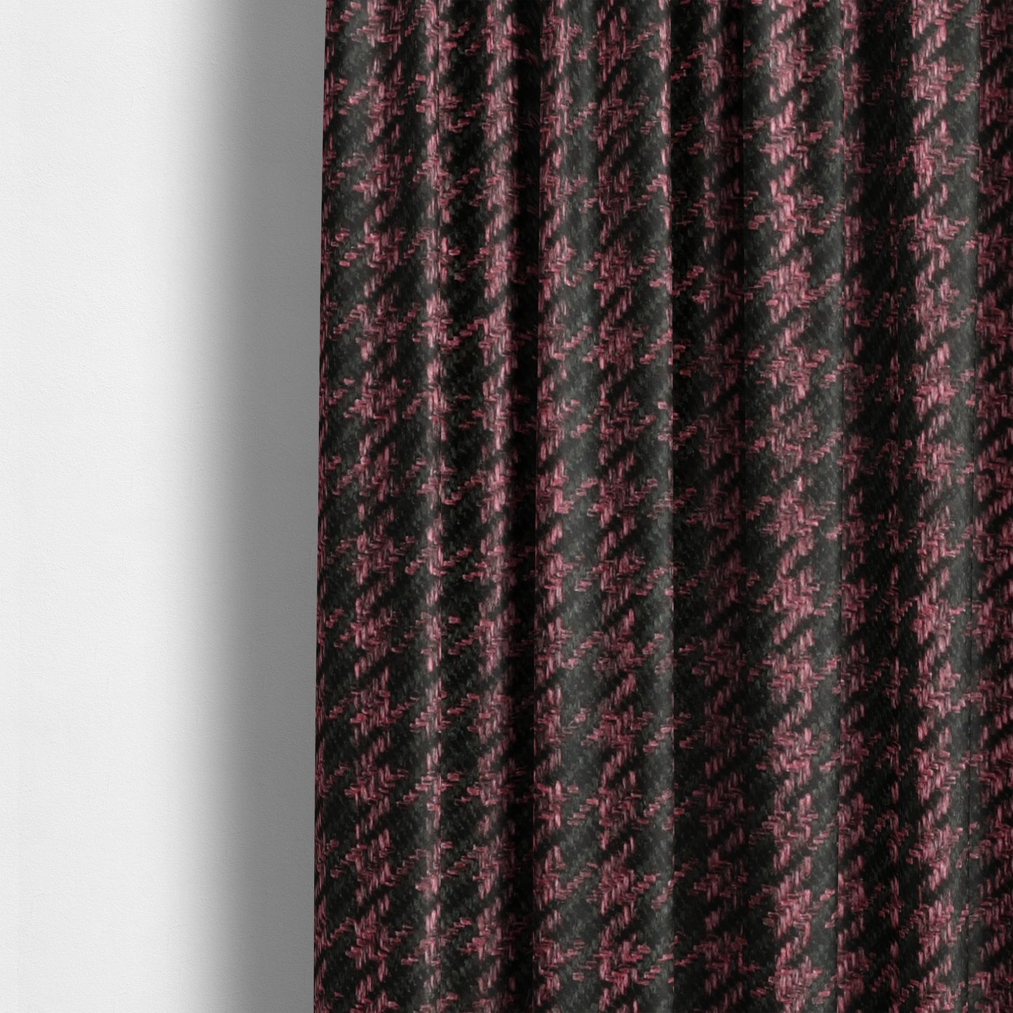 Berwick Houndstooth Pattern Jacquard Flat Weave Burgundy Colour Upholstery Furnishing Fabric CTR-1145 - Made To Measure Curtains