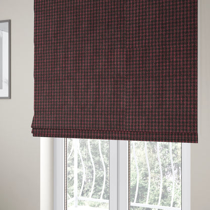 Berwick Houndstooth Pattern Jacquard Flat Weave Burgundy Colour Upholstery Furnishing Fabric CTR-1145 - Roman Blinds