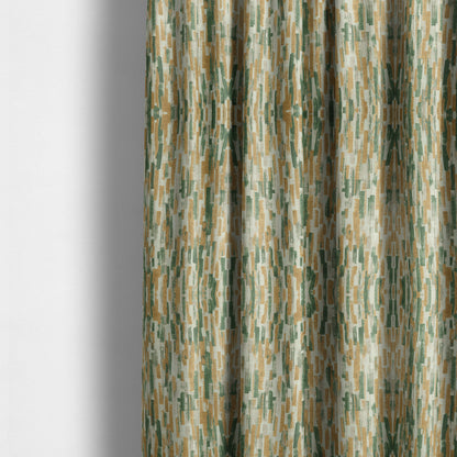 Fraser Brushed Pattern Flat Velour Green Yellow Colour Upholstery Furnishing Fabric CTR-1147 - Made To Measure Curtains