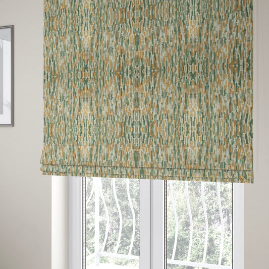 Fraser Brushed Pattern Flat Velour Green Yellow Colour Upholstery Furnishing Fabric CTR-1147 - Roman Blinds