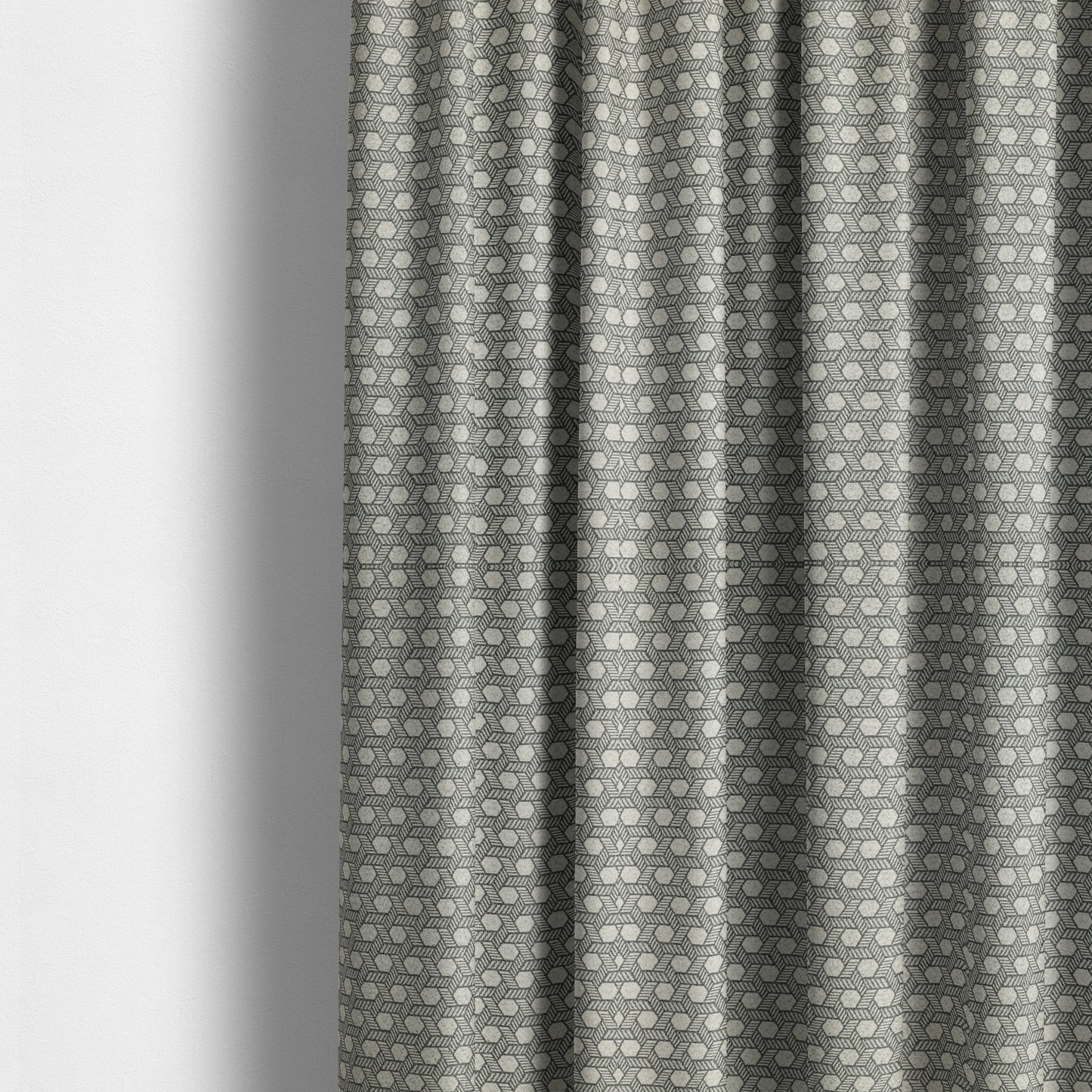 Elemental Collection Geometric Pattern Soft Wool Textured Grey White Colour Upholstery Fabric CTR-115 - Made To Measure Curtains