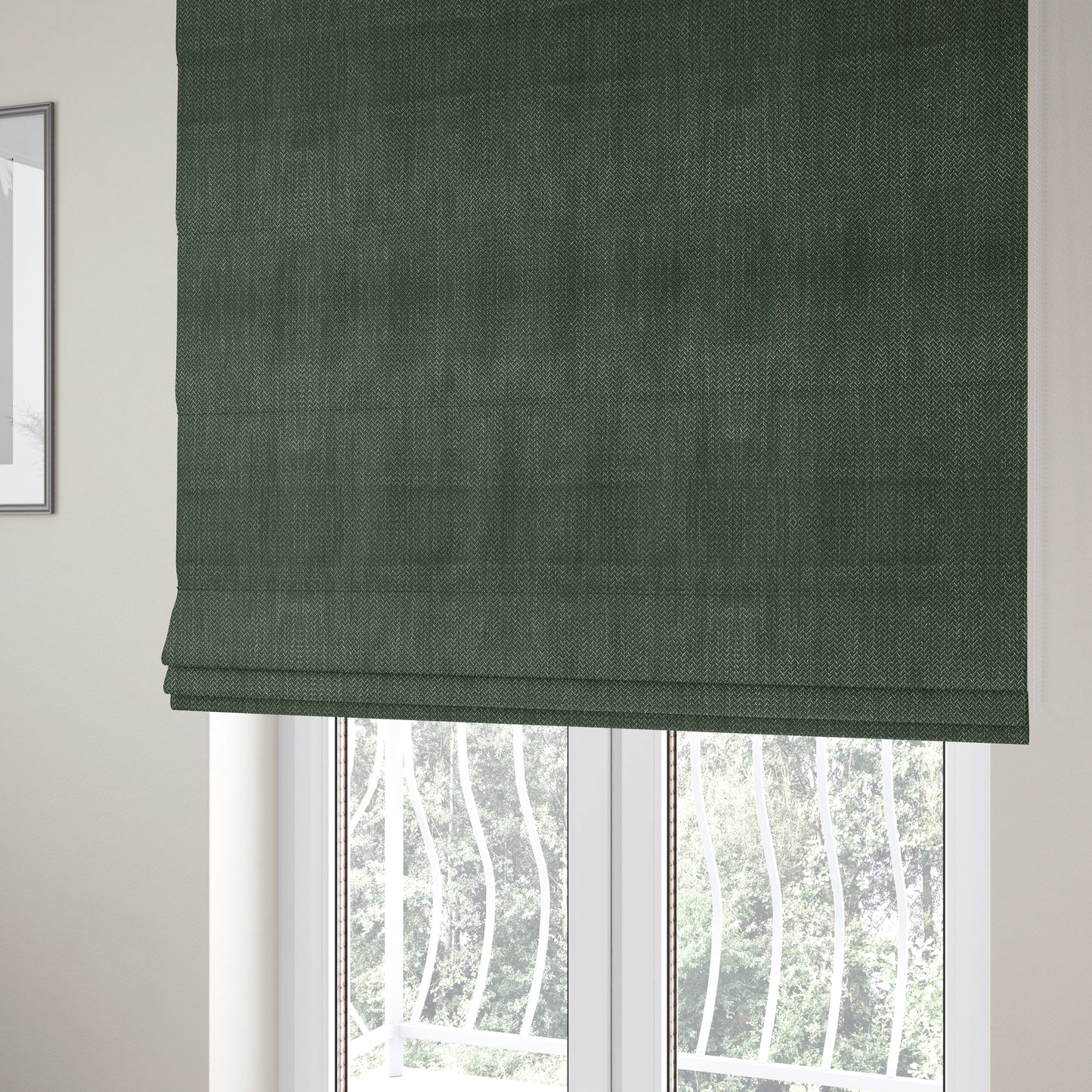 Majesty Herringbone Weave Chenille Green Colour Upholstery Furnishing Fabric CTR-1156 - Roman Blinds