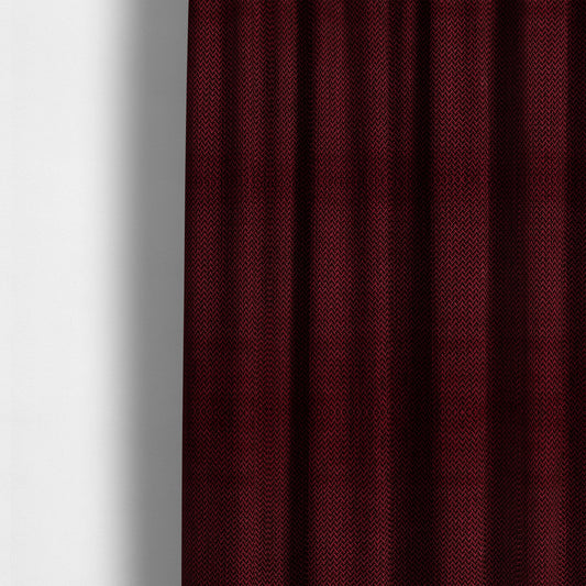 Majesty Herringbone Weave Chenille Red Black Colour Upholstery Furnishing Fabric CTR-1158 - Made To Measure Curtains