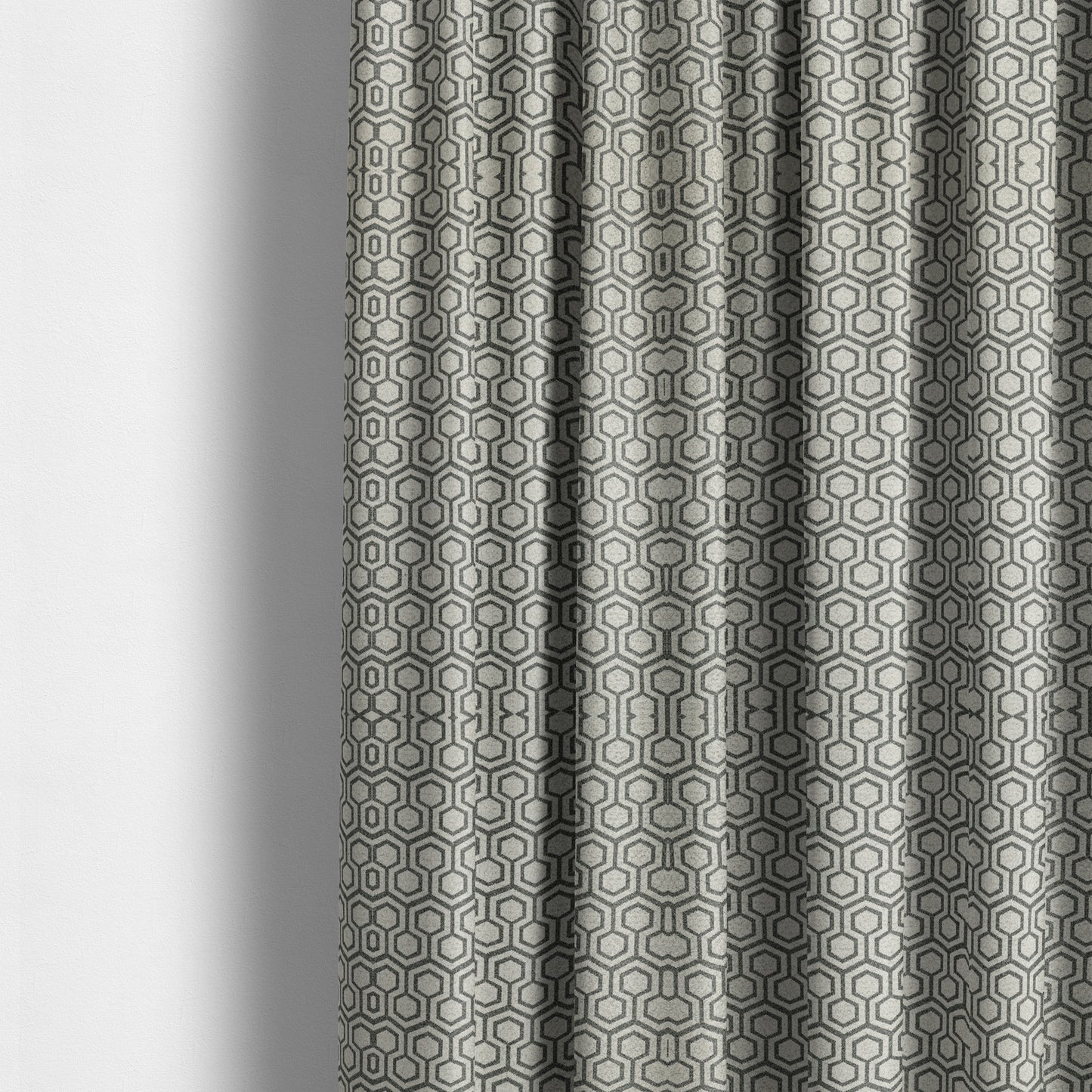 Elemental Collection Hexagon Pattern Soft Wool Textured Grey White Colour Upholstery Fabric CTR-116 - Made To Measure Curtains