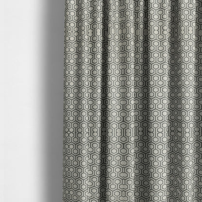 Elemental Collection Hexagon Pattern Soft Wool Textured Grey White Colour Upholstery Fabric CTR-116 - Made To Measure Curtains