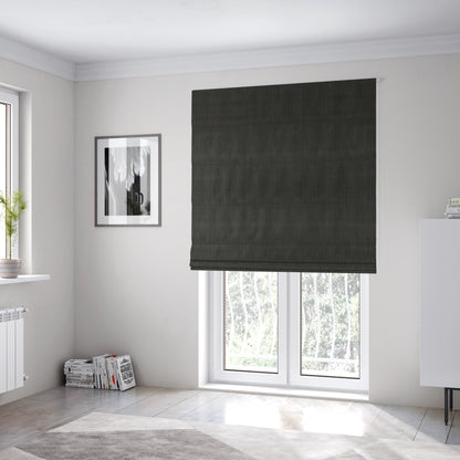 Majesty Herringbone Weave Chenille Black Colour Upholstery Furnishing Fabric CTR-1160 - Roman Blinds