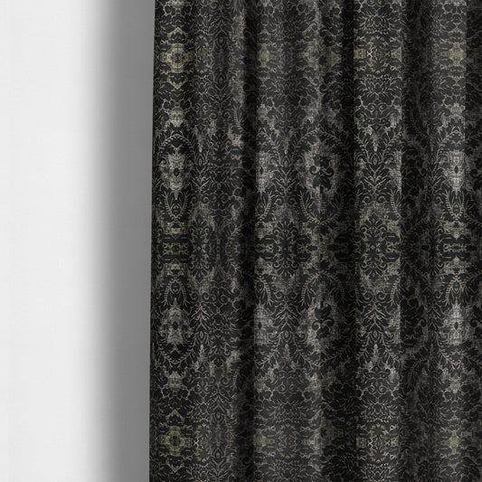 Kimberley Damask Pattern Soft Chenille Upholstery Fabric In Grey Colour CTR-1162 - Made To Measure Curtains