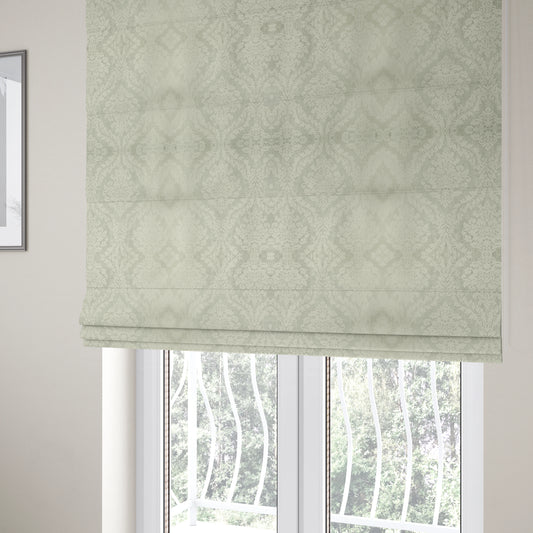 Kimberley Damask Pattern Soft Chenille Upholstery Fabric In Cream Colour CTR-1165 - Roman Blinds