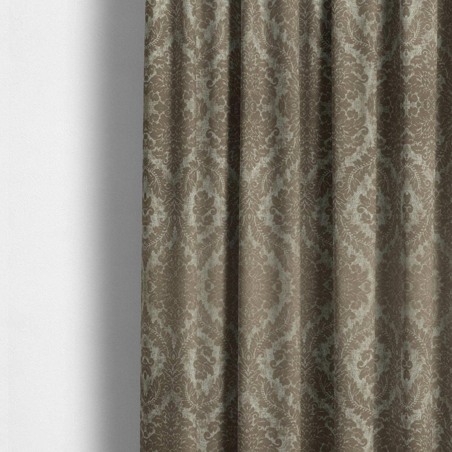 Kimberley Damask Pattern Soft Chenille Upholstery Fabric In Brown Colour CTR-1166 - Made To Measure Curtains