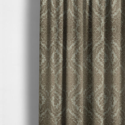 Kimberley Damask Pattern Soft Chenille Upholstery Fabric In Brown Colour CTR-1166 - Made To Measure Curtains