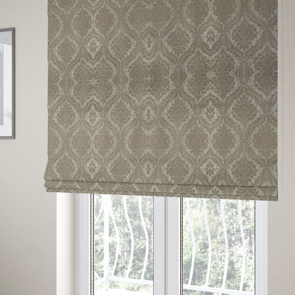 Kimberley Damask Pattern Soft Chenille Upholstery Fabric In Brown Colour CTR-1166 - Roman Blinds