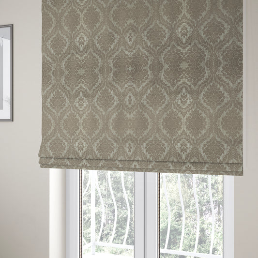 Kimberley Damask Pattern Soft Chenille Upholstery Fabric In Brown Colour CTR-1166 - Roman Blinds