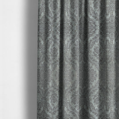 Kimberley Damask Pattern Soft Chenille Upholstery Fabric In Silver Colour CTR-1167 - Made To Measure Curtains