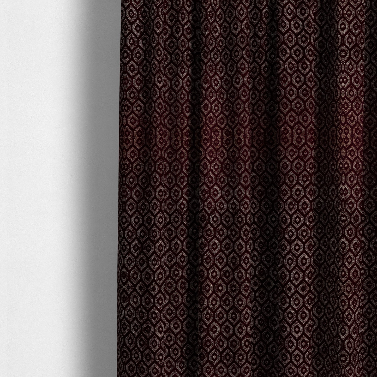 Kimberley Geometric Pattern Soft Chenille Upholstery Fabric In Maroon Red Colour CTR-1169 - Made To Measure Curtains